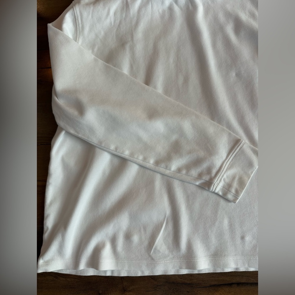 LL Bean White Turtleneck Top Women L Reg Cotton Stretch Layering Tee - Picture 2 of 3